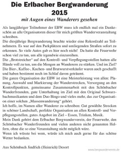 Kommentar zur EBW 2015 in Markneukirchner Zeitung